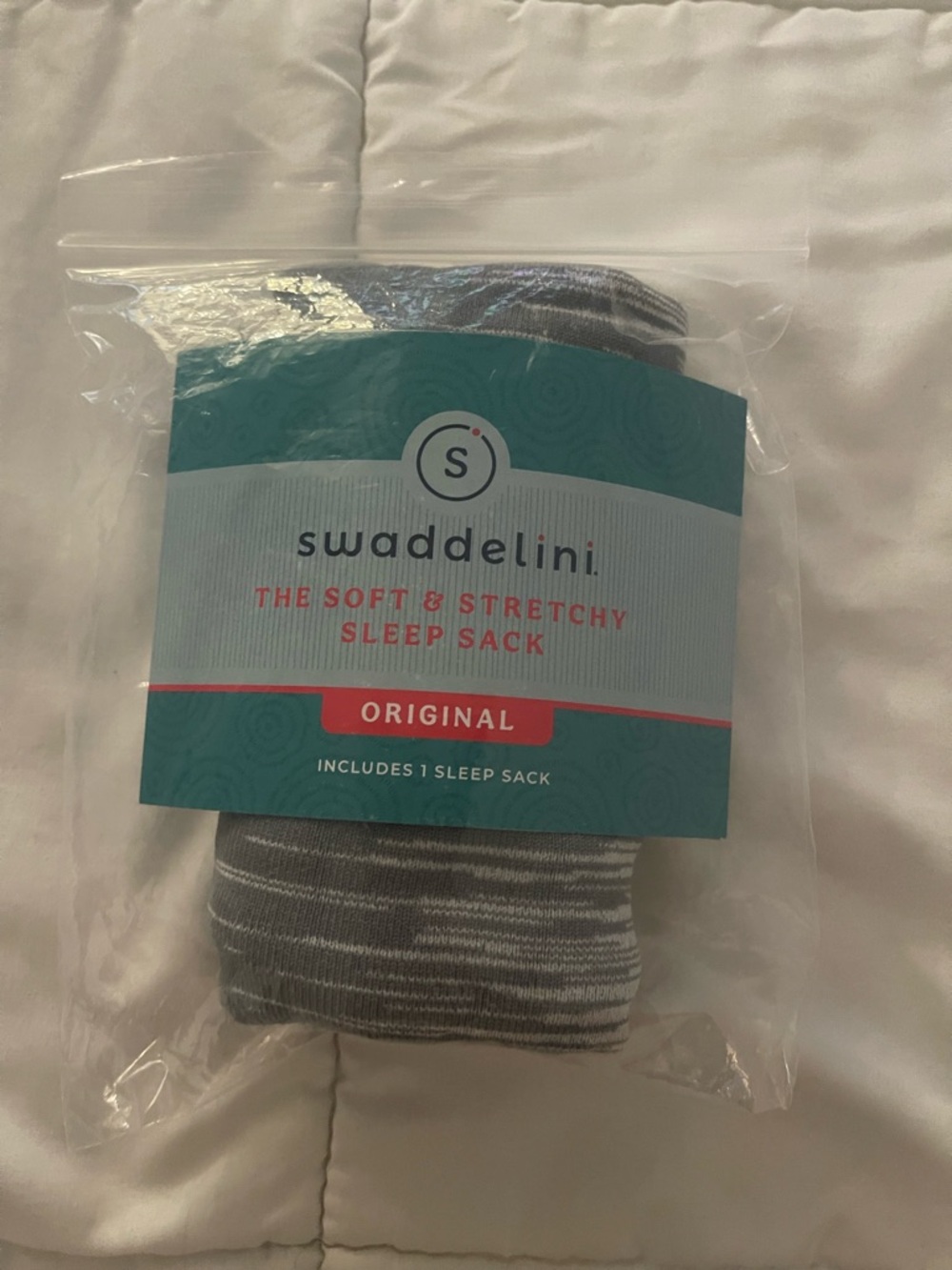Swaddelini Original baby Gray Striped Sleep Sack